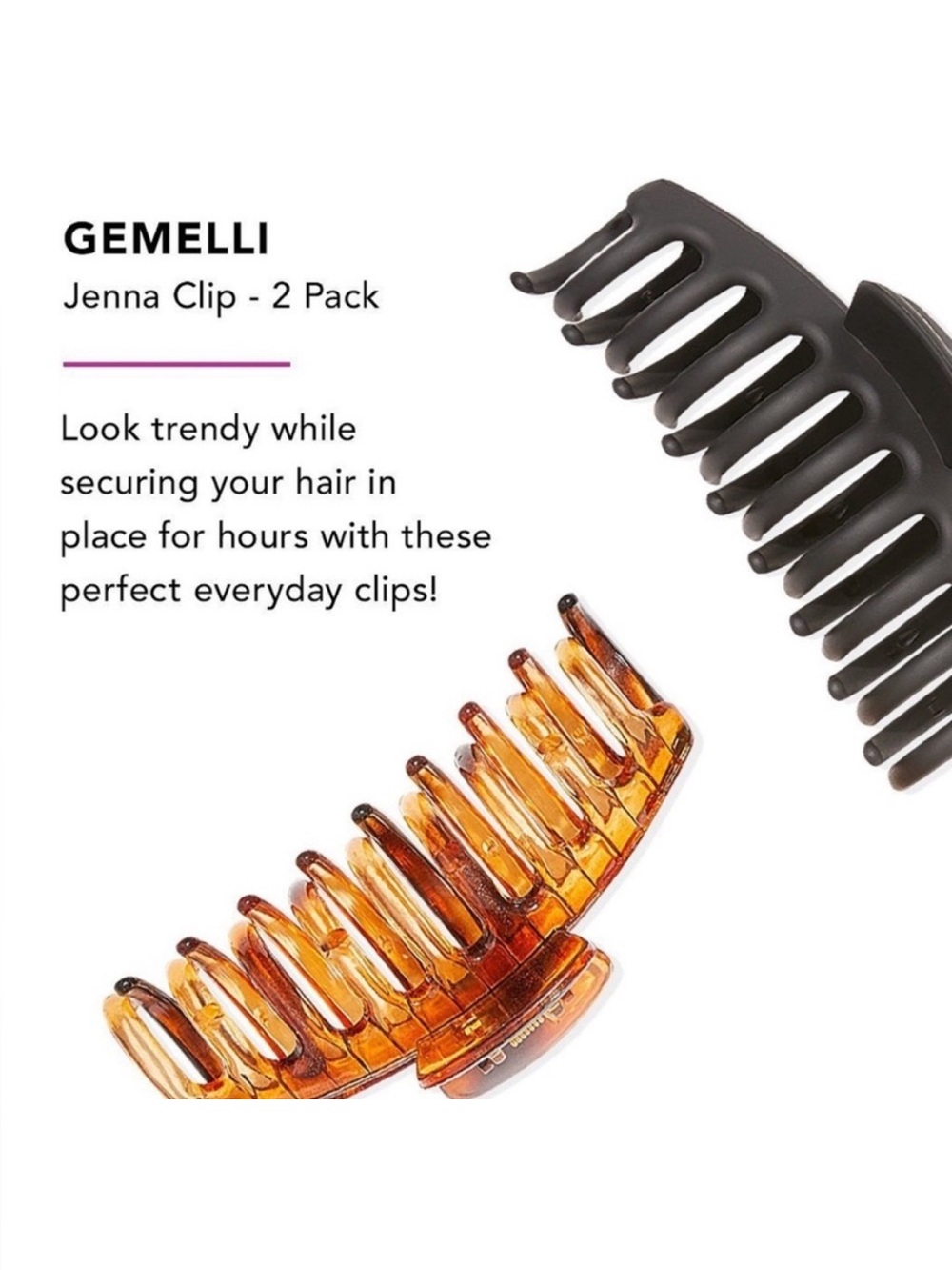 Gemelli Jenna Clip - 2 Pack tortoise and matte black claw new